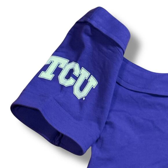 Y2K NOS TCU Mini Scoop Neck Dress Womens Purple White Logo Baby Doll Size M - Picture 4 of 7